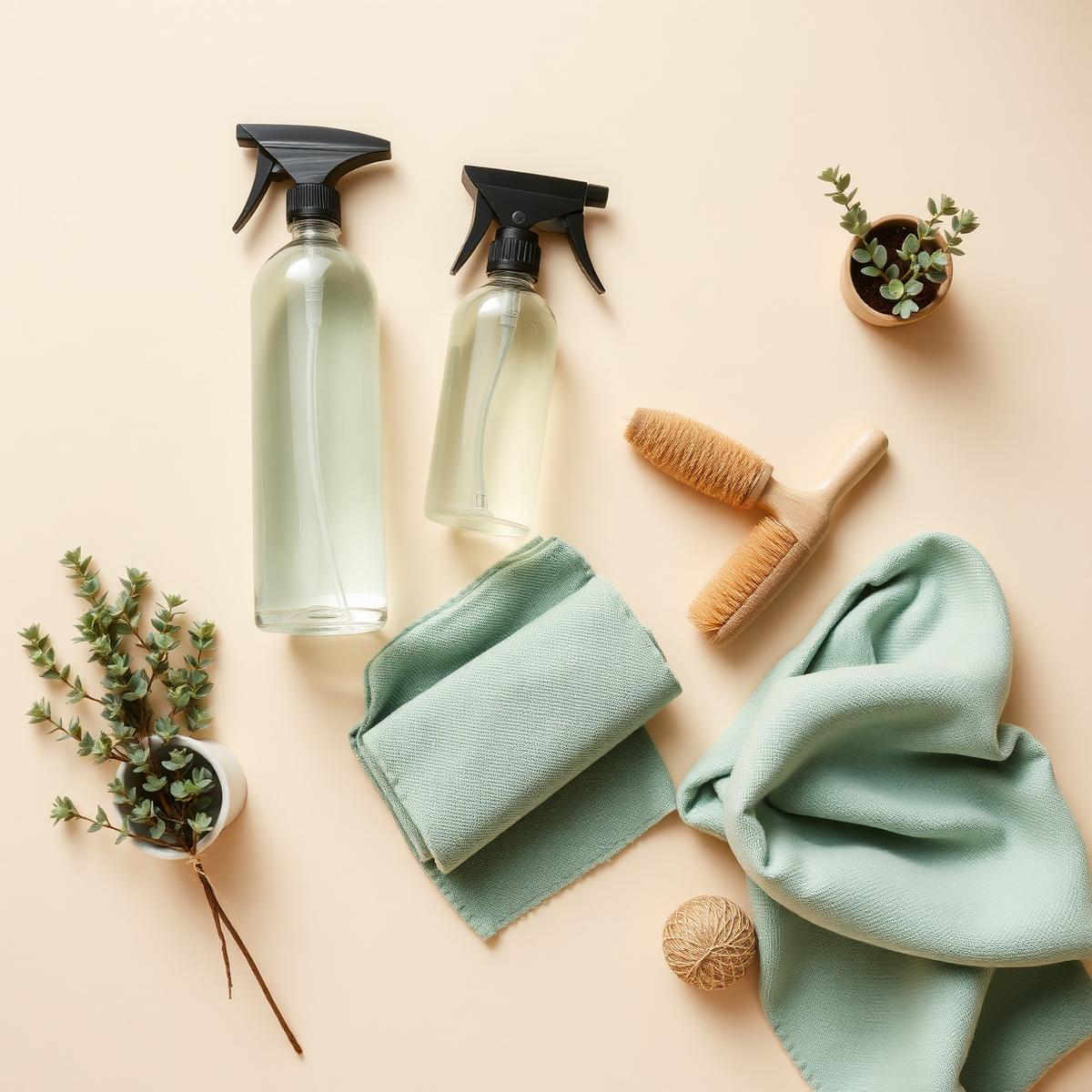 Neatly arranged cleaning supplies