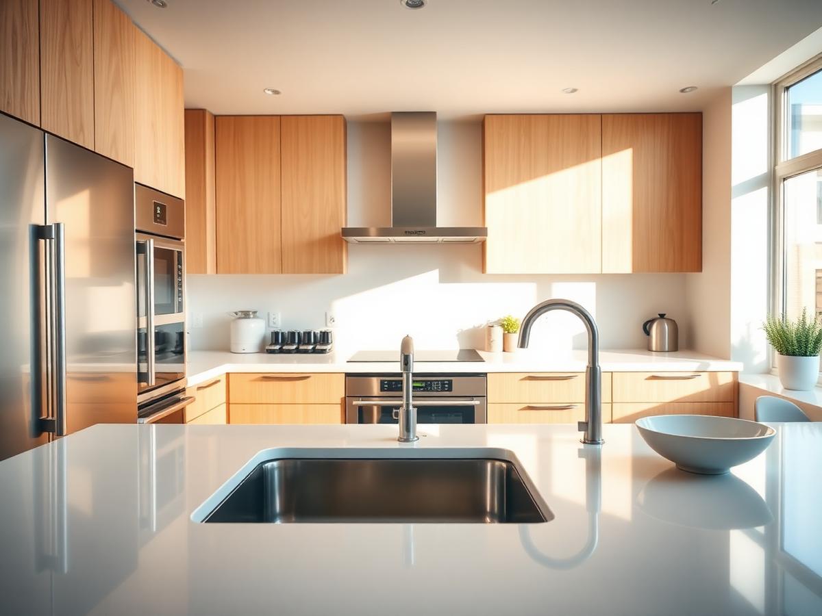 Professionally deep-cleaned kitchen